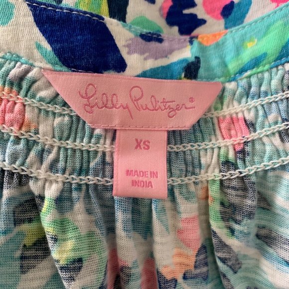 Lilly Pulitzer Essie Top Blue Pink Excellent Condition Sleeveless XS GORGEOUS - Picture 7 of 9